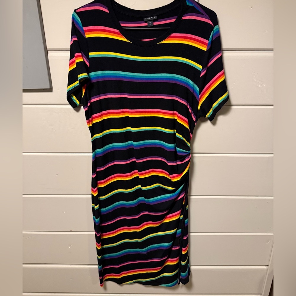 Torrid Black Dress with Rainbow Stripes - Picture 1 of 3